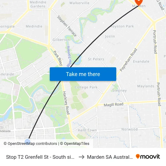 Stop T2 Grenfell St - South side to Marden SA Australia map