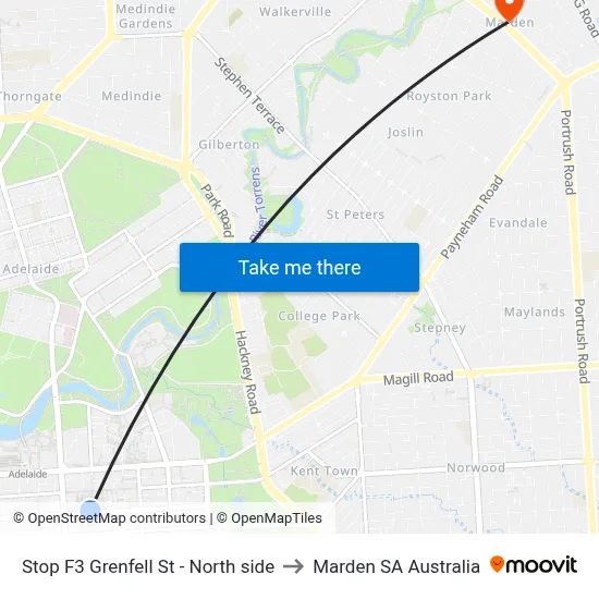Stop F3 Grenfell St - North side to Marden SA Australia map