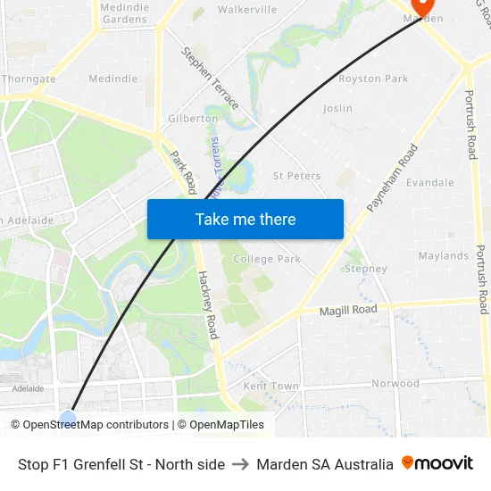Stop F1 Grenfell St - North side to Marden SA Australia map