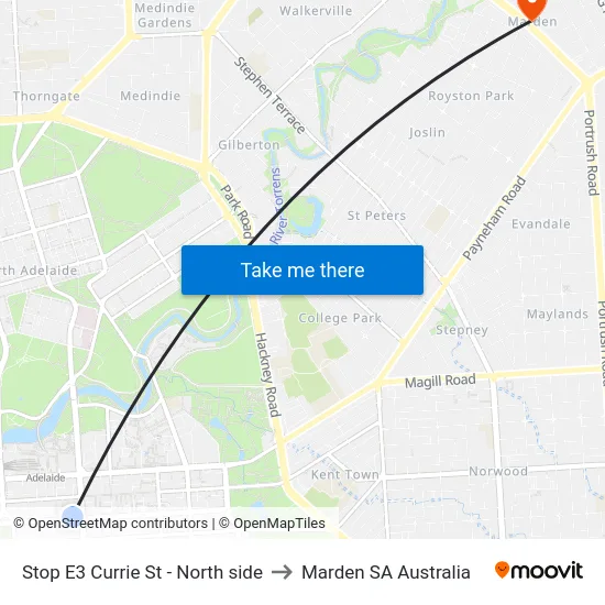 Stop E3 Currie St - North side to Marden SA Australia map