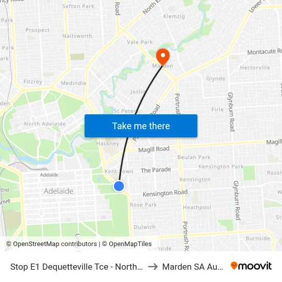 Stop E1 Dequetteville Tce - North East side to Marden SA Australia map
