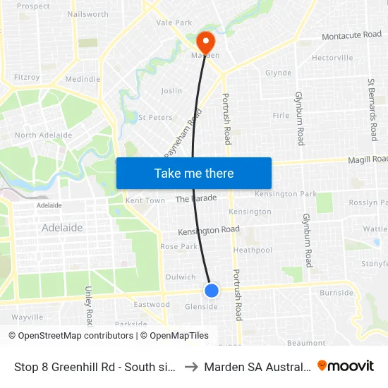 Stop 8 Greenhill Rd - South side to Marden SA Australia map