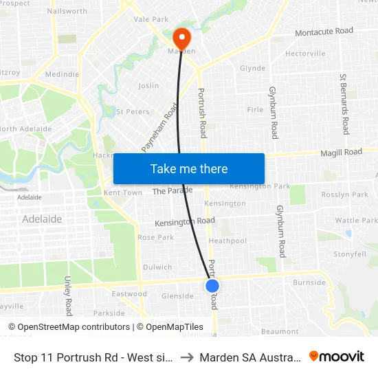 Stop 11 Portrush Rd - West side to Marden SA Australia map