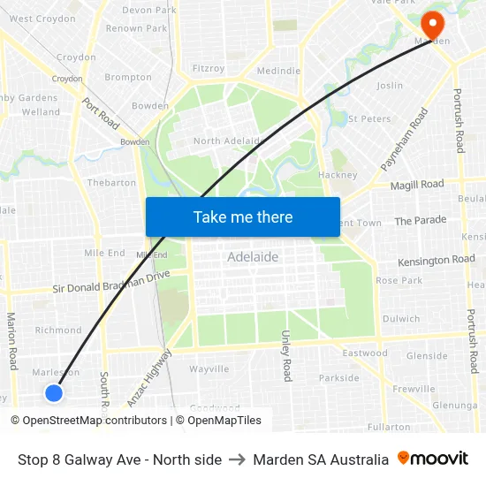 Stop 8 Galway Ave - North side to Marden SA Australia map