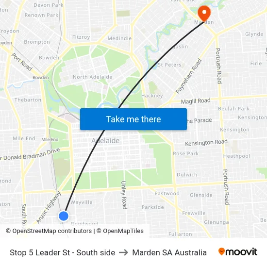 Stop 5 Leader St - South side to Marden SA Australia map