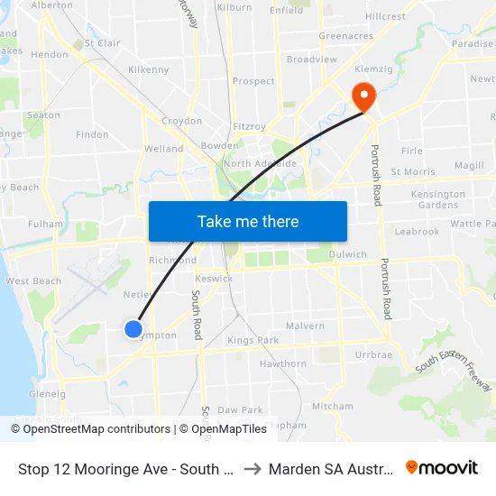 Stop 12 Mooringe Ave - South side to Marden SA Australia map