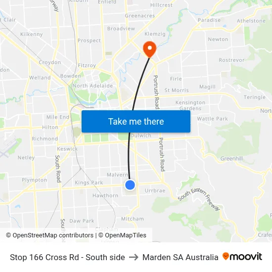 Stop 166 Cross Rd - South side to Marden SA Australia map