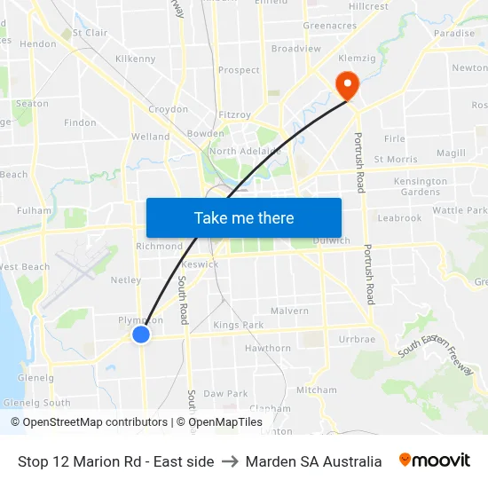 Stop 12 Marion Rd - East side to Marden SA Australia map