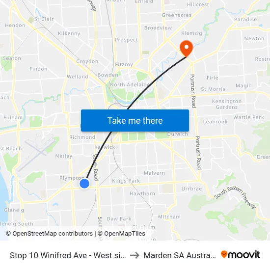 Stop 10 Winifred Ave - West side to Marden SA Australia map