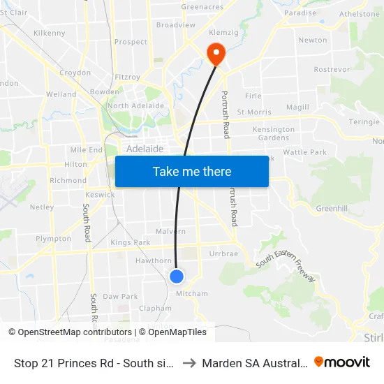 Stop 21 Princes Rd - South side to Marden SA Australia map