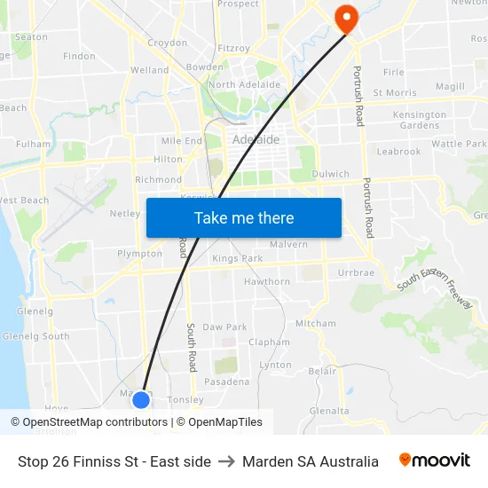 Stop 26 Finniss St - East side to Marden SA Australia map