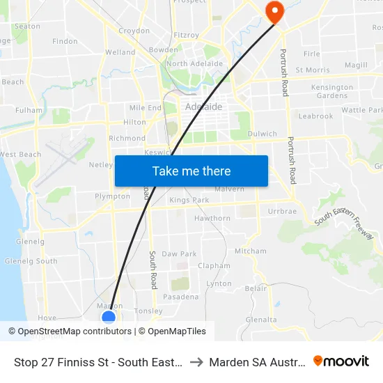 Stop 27 Finniss St - South East side to Marden SA Australia map