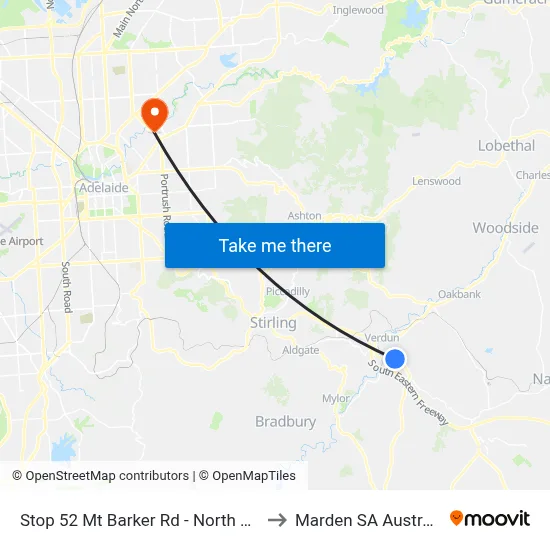 Stop 52 Mt Barker Rd - North side to Marden SA Australia map