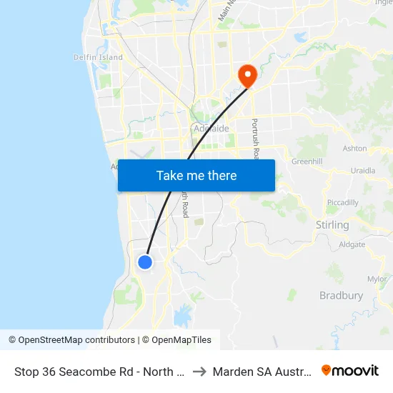 Stop 36 Seacombe Rd - North side to Marden SA Australia map