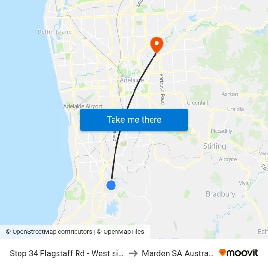 Stop 34 Flagstaff Rd - West side to Marden SA Australia map