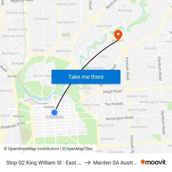 Stop D2 King William St - East side to Marden SA Australia map