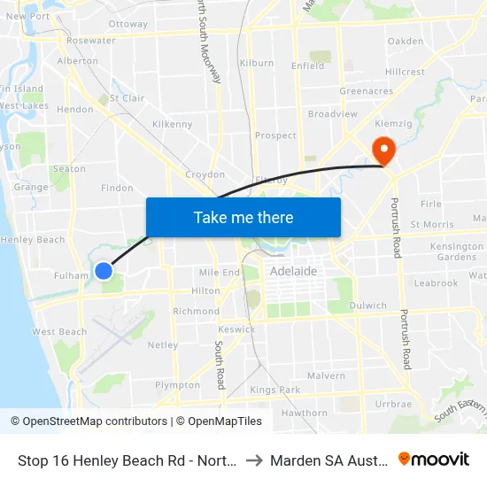 Stop 16 Henley Beach Rd - North side to Marden SA Australia map