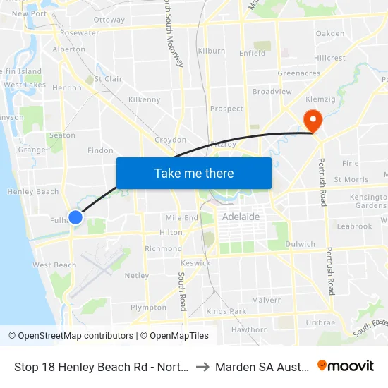 Stop 18 Henley Beach Rd - North side to Marden SA Australia map