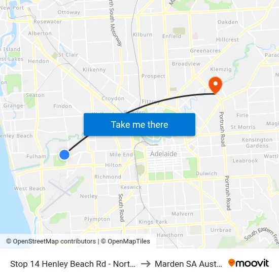 Stop 14 Henley Beach Rd - North side to Marden SA Australia map
