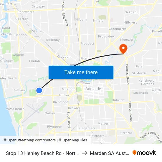 Stop 13 Henley Beach Rd - North side to Marden SA Australia map