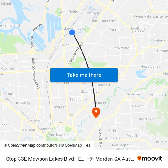 Stop 33E Mawson Lakes Blvd - East side to Marden SA Australia map