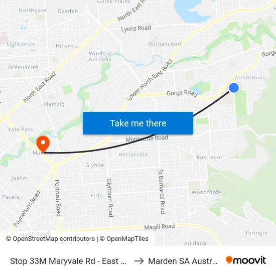 Stop 33M Maryvale Rd - East side to Marden SA Australia map
