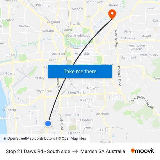 Stop 21 Daws Rd - South side to Marden SA Australia map