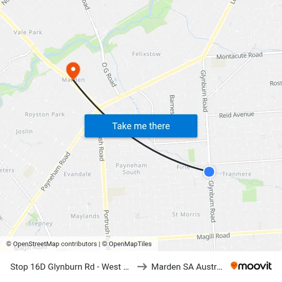 Stop 16D Glynburn Rd - West side to Marden SA Australia map
