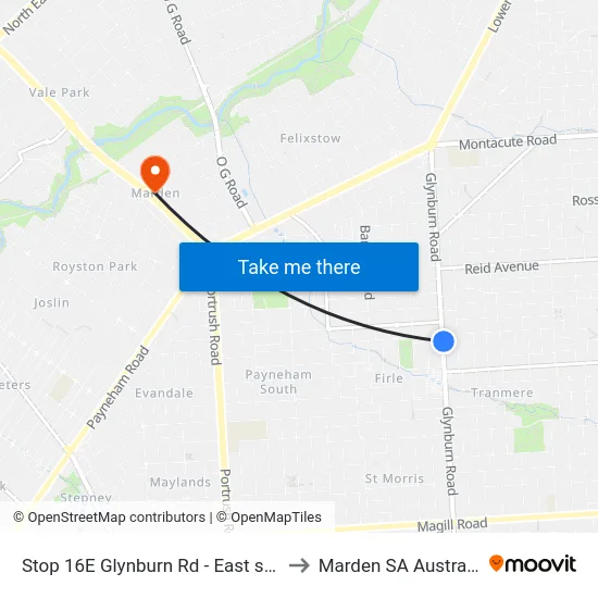Stop 16E Glynburn Rd - East side to Marden SA Australia map
