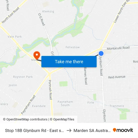 Stop 18B Glynburn Rd - East side to Marden SA Australia map