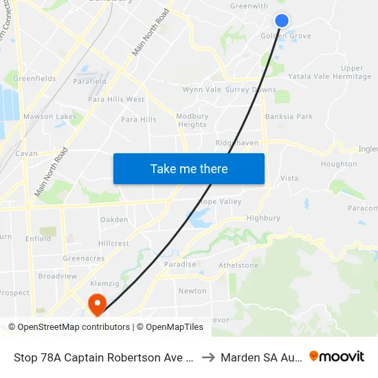 Stop 78A Captain Robertson Ave - South side to Marden SA Australia map