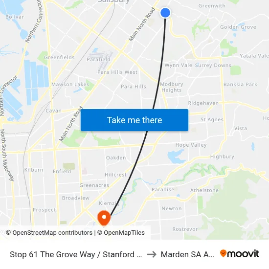 Stop 61 The Grove Way / Stanford Rd - North side to Marden SA Australia map