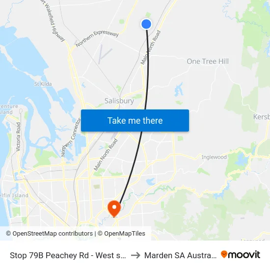 Stop 79B Peachey Rd - West side to Marden SA Australia map
