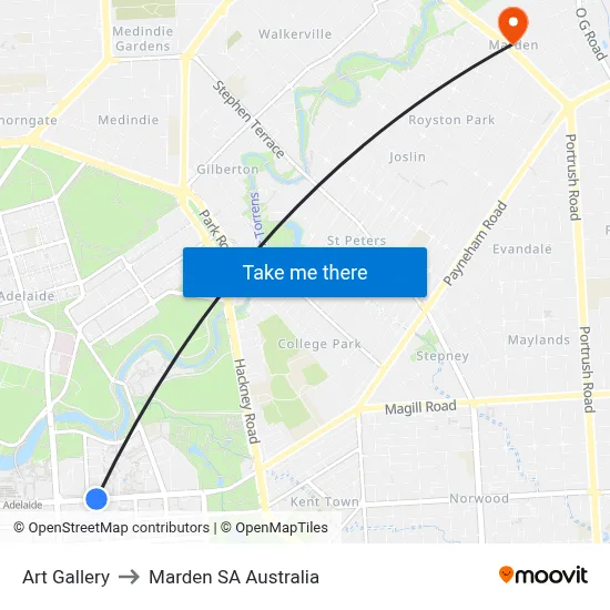 Art Gallery to Marden SA Australia map