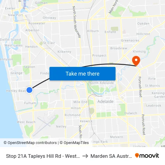Stop 21A Tapleys Hill Rd - West side to Marden SA Australia map
