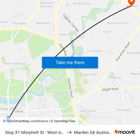 Stop X1 Morphett St - West side to Marden SA Australia map
