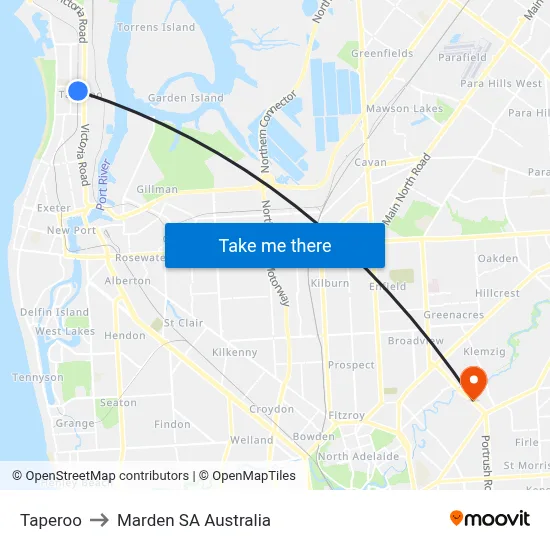 Taperoo to Marden SA Australia map