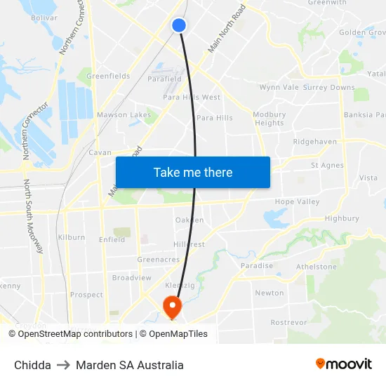 Chidda to Marden SA Australia map