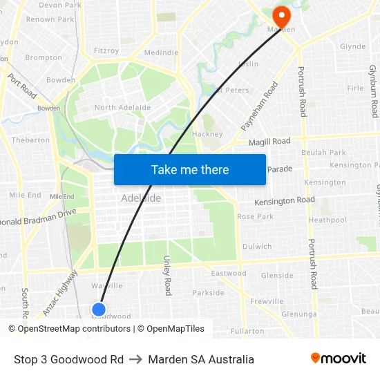 Stop 3 Goodwood Rd to Marden SA Australia map