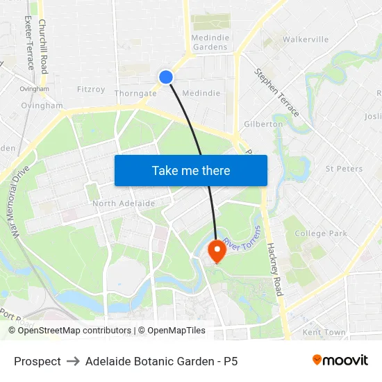 Prospect to Adelaide Botanic Garden - P5 map