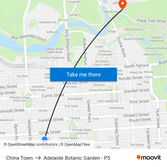 China Town to Adelaide Botanic Garden - P5 map