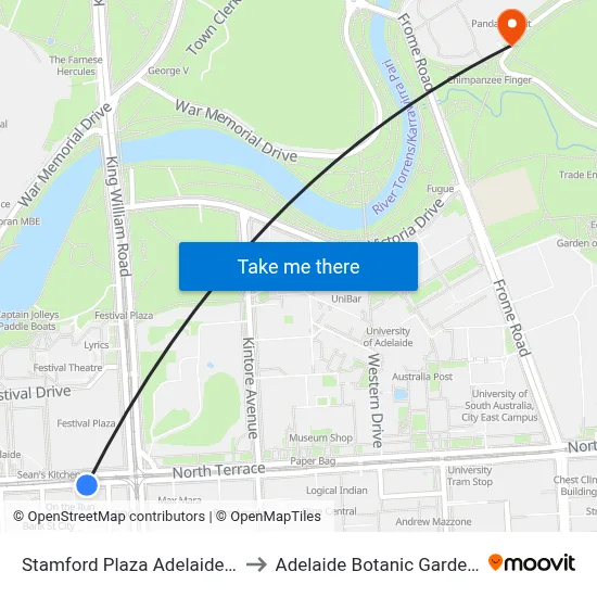 Stamford Plaza Adelaide Hotel to Adelaide Botanic Garden - P5 map