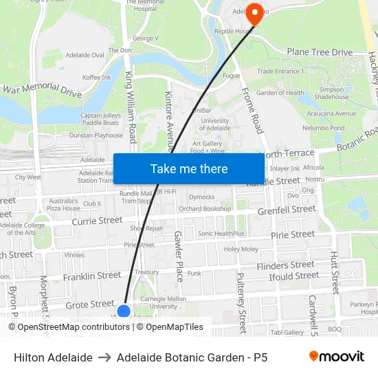 Hilton Adelaide to Adelaide Botanic Garden - P5 map
