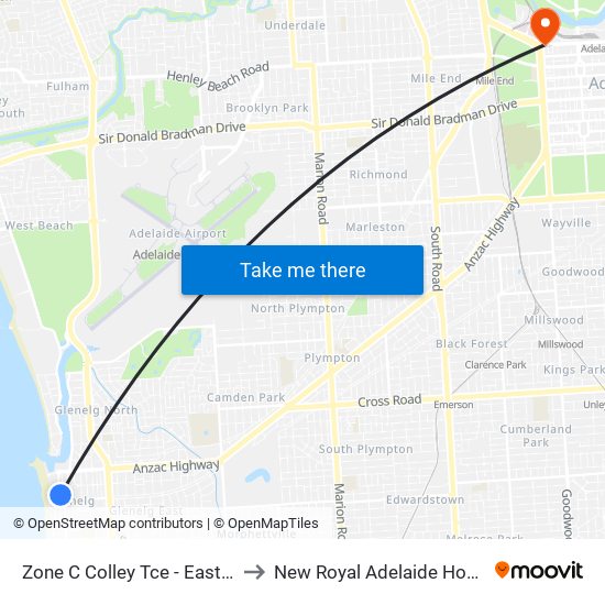 Zone C Colley Tce - East side to New Royal Adelaide Hospital map