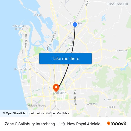 Zone C Salisbury Interchange - West Side to New Royal Adelaide Hospital map