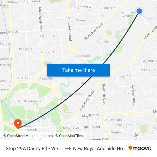 Stop 29A Darley Rd - West side to New Royal Adelaide Hospital map