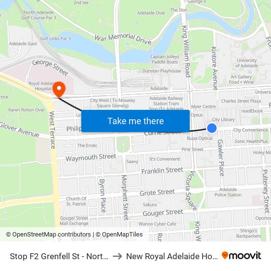 Stop F2 Grenfell St - North side to New Royal Adelaide Hospital map