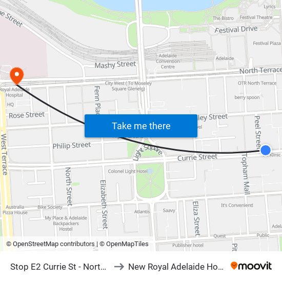 Stop E2 Currie St - North side to New Royal Adelaide Hospital map