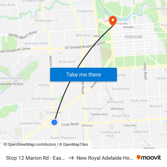 Stop 12 Marion Rd - East side to New Royal Adelaide Hospital map