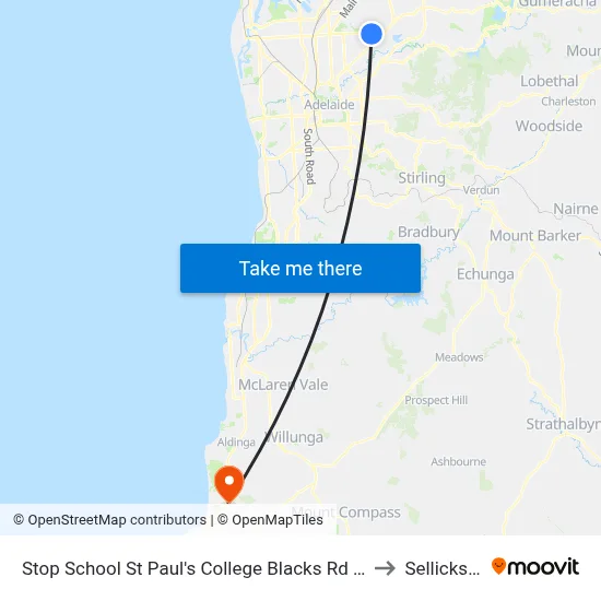 Stop School St Paul's College Blacks Rd - East side to Sellicks Hill map